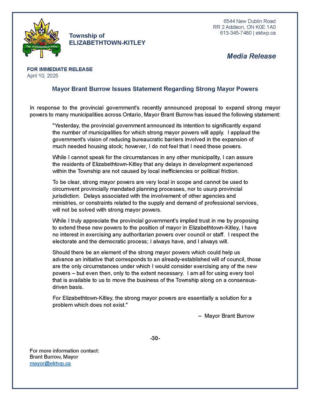 MEDIA RELEASE