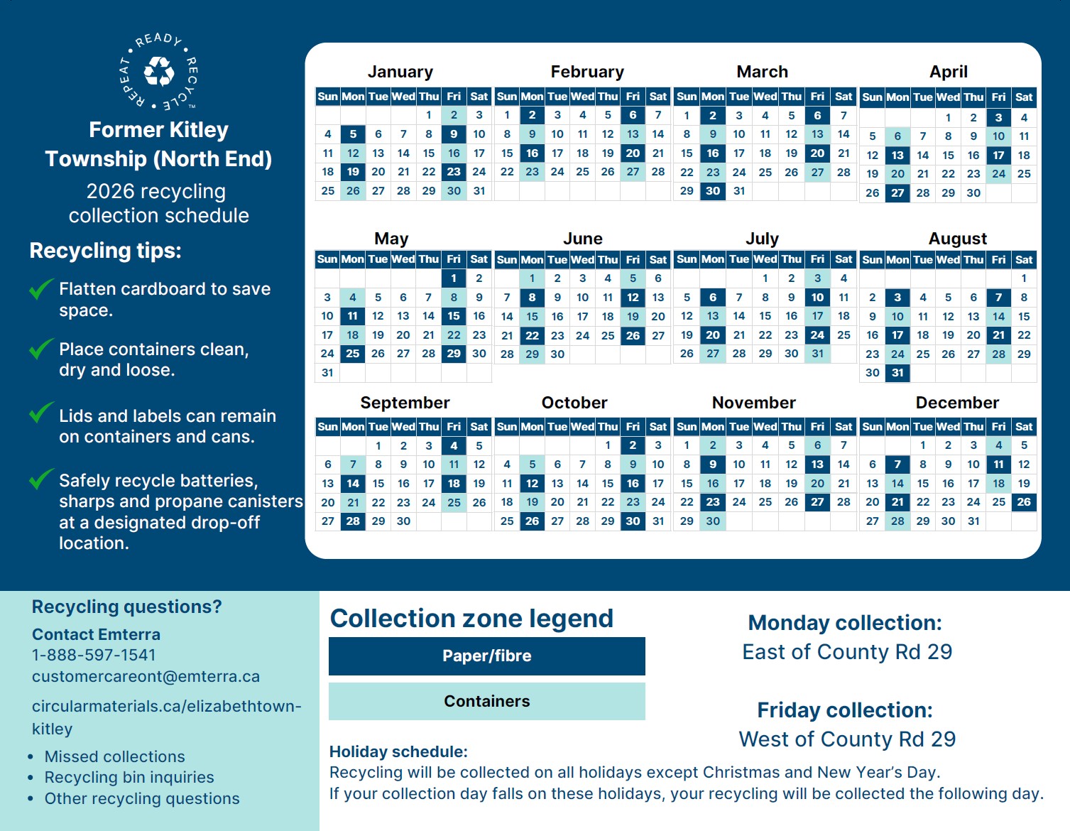 North End Collection Schedule